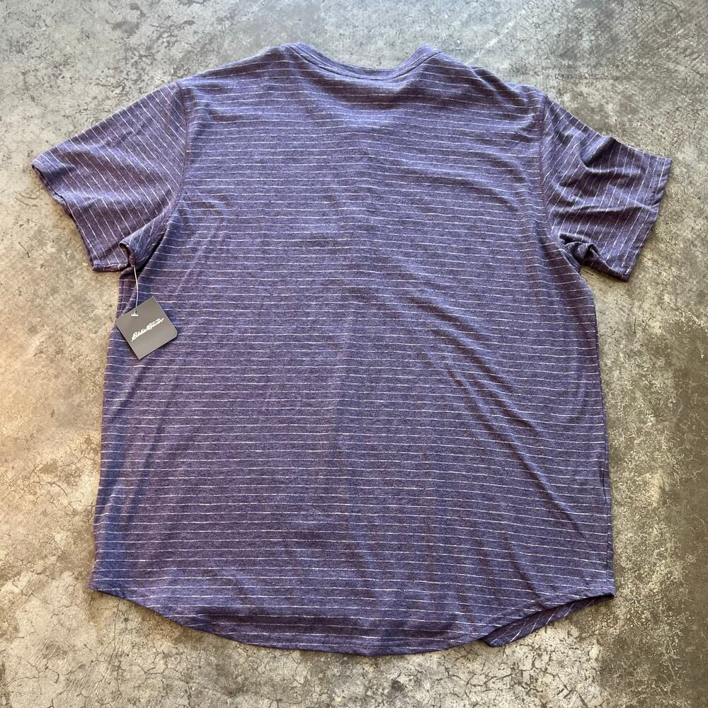 Eddie Bauer Men's XL Slub Jersey Henley Shirt Grape Purple Striped NWOT - Picture 5 of 8